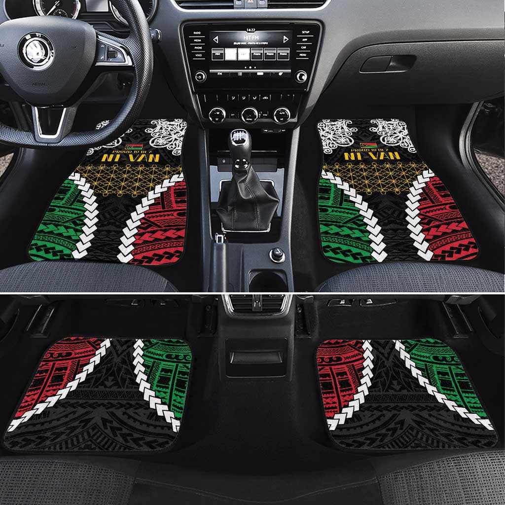 Halo Vanuatu Pride Car Mats Vanuatuan Sand Drawing Pattern LT9 Set 4pcs Black - Polynesian Pride