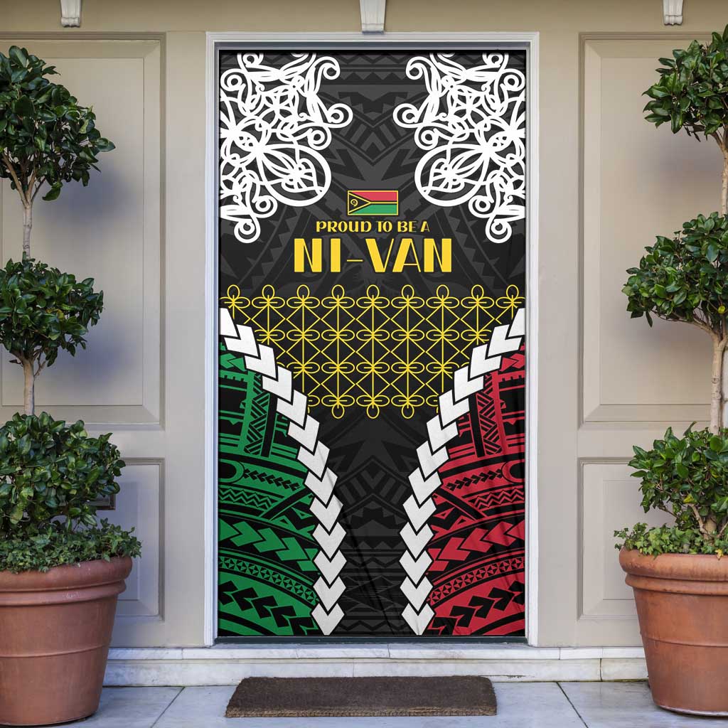 Halo Vanuatu Pride Door Cover Vanuatuan Sand Drawing Pattern LT9 Black - Polynesian Pride
