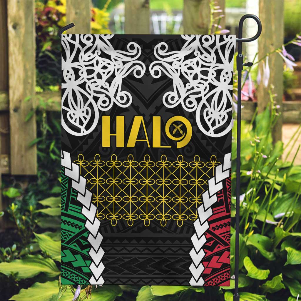 Halo Vanuatu Pride Garden Flag Vanuatuan Sand Drawing Pattern LT9 Garden Flag Black - Polynesian Pride