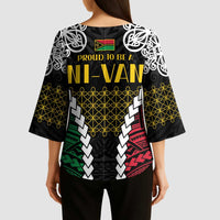 Halo Vanuatu Pride Kimono Sleeve Blouse Vanuatuan Sand Drawing Pattern LT9 - Polynesian Pride