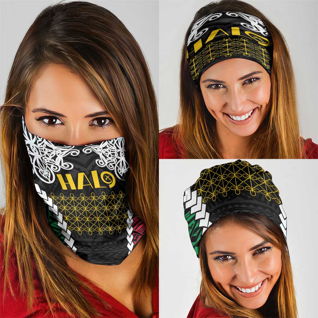 Halo Vanuatu Pride Neck Gaiter Vanuatuan Sand Drawing Pattern LT9 - Polynesian Pride