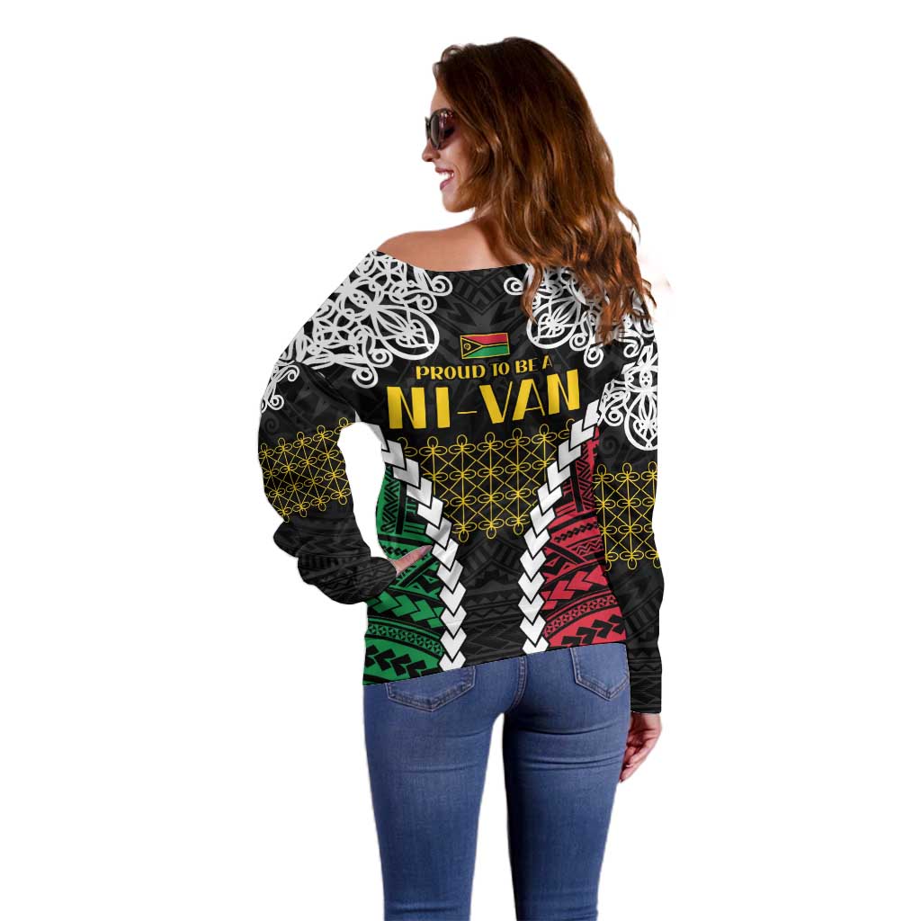 Halo Vanuatu Pride Off Shoulder Sweater Vanuatuan Sand Drawing Pattern LT9 - Polynesian Pride