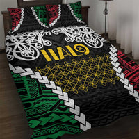 Halo Vanuatu Pride Quilt Bed Set Vanuatuan Sand Drawing Pattern LT9 Black - Polynesian Pride