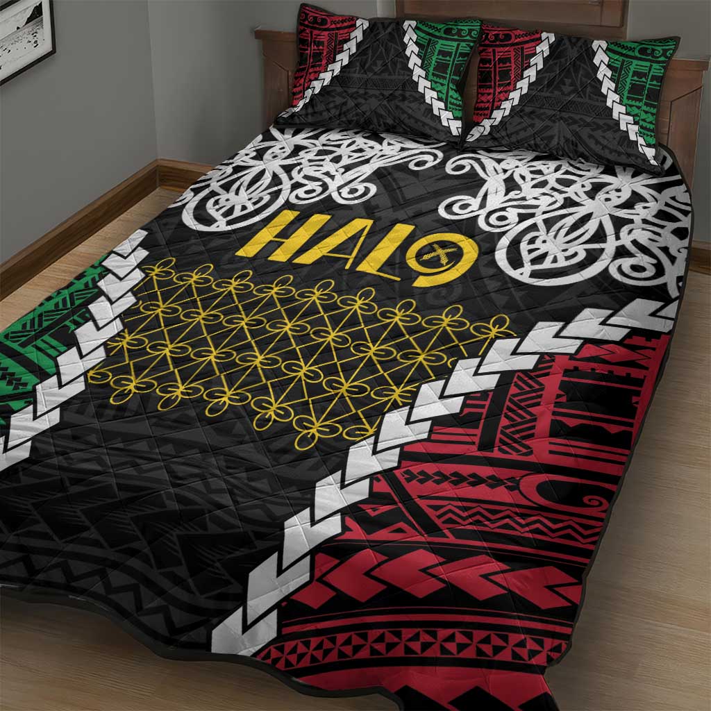 Halo Vanuatu Pride Quilt Bed Set Vanuatuan Sand Drawing Pattern LT9 - Polynesian Pride
