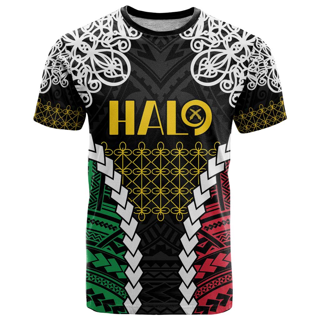 Halo Vanuatu Pride T Shirt Vanuatuan Sand Drawing Pattern LT9 Black - Polynesian Pride