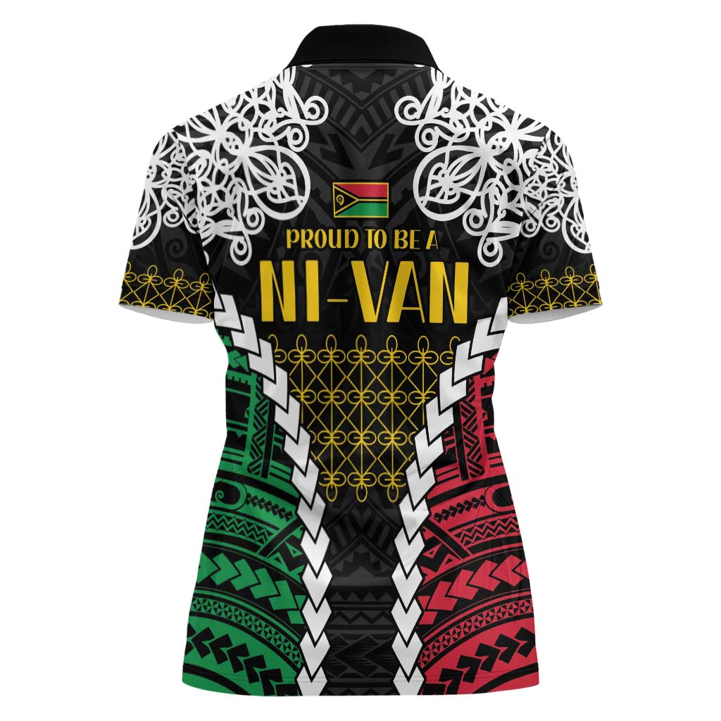 Halo Vanuatu Pride Women Polo Shirt Vanuatuan Sand Drawing Pattern LT9 - Polynesian Pride