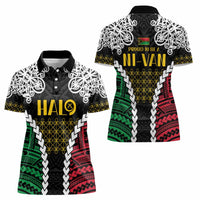 Halo Vanuatu Pride Women Polo Shirt Vanuatuan Sand Drawing Pattern LT9 - Polynesian Pride
