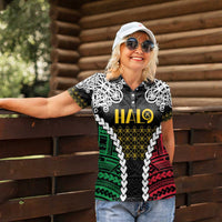 Halo Vanuatu Pride Women Polo Shirt Vanuatuan Sand Drawing Pattern LT9 - Polynesian Pride