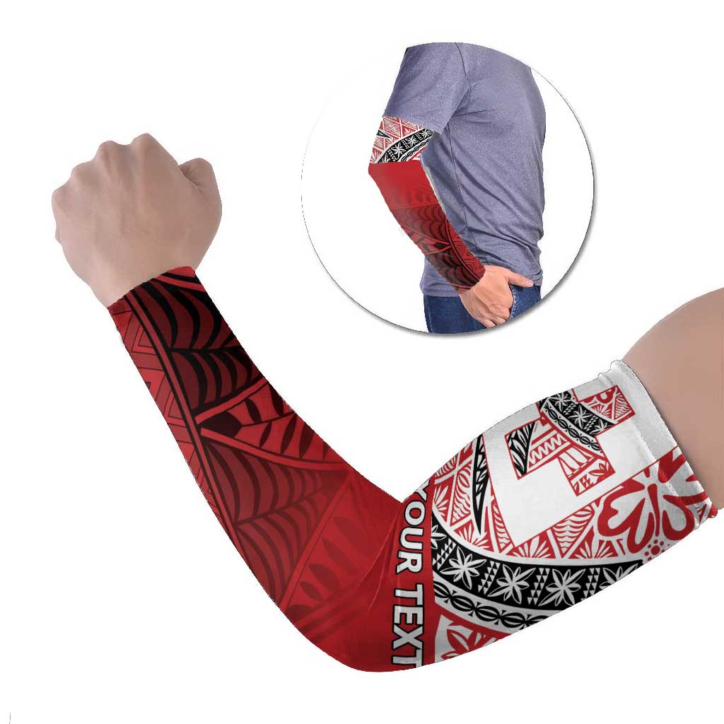 Malo e lelei Tonga Arm Sleeves Ngatu Tokelau Feletoa Fata Traditional Polynesian Pattern LT9 Set of 2 Red - Polynesian Pride