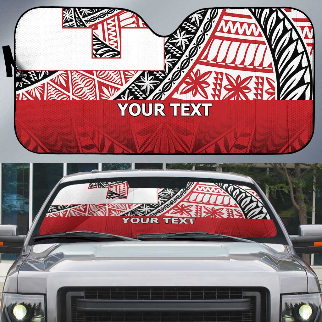 Malo e lelei Tonga Auto Sun Shade Ngatu Tokelau Feletoa Fata Traditional Polynesian Pattern LT9 Red - Polynesian Pride