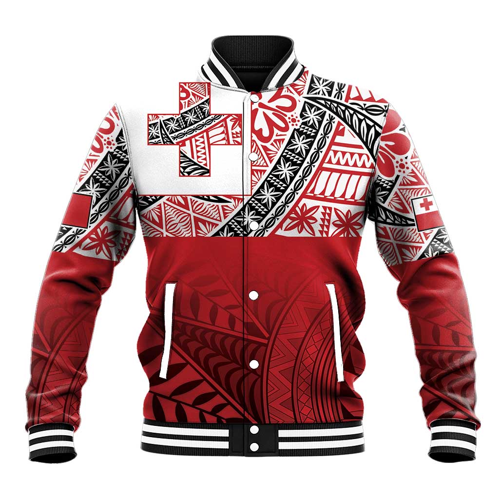 Malo e lelei Tonga Baseball Jacket Ngatu Tokelau Feletoa Fata Traditional Polynesian Pattern LT9 Unisex Red - Polynesian Pride