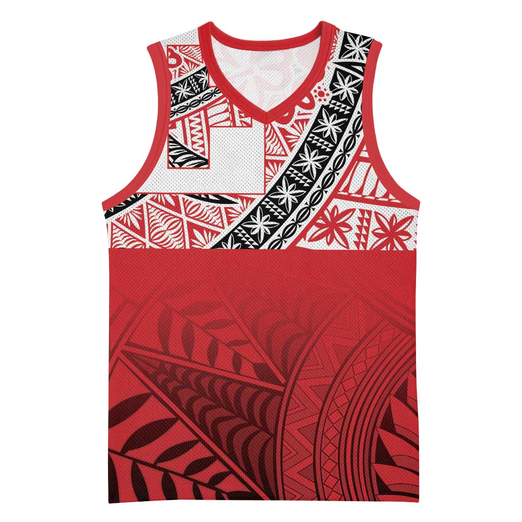 Malo e lelei Tonga Basketball Jersey Ngatu Tokelau Feletoa Fata Traditional Polynesian Pattern LT9 Unisex Red - Polynesian Pride