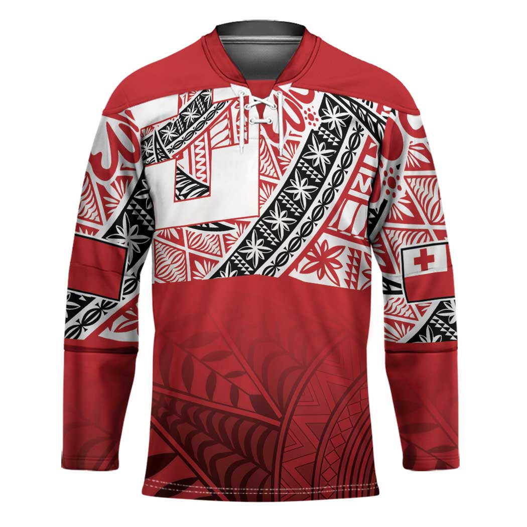 Malo e lelei Tonga Hockey Jersey Ngatu Tokelau Feletoa Fata Traditional Polynesian Pattern LT9 Unisex Red - Polynesian Pride