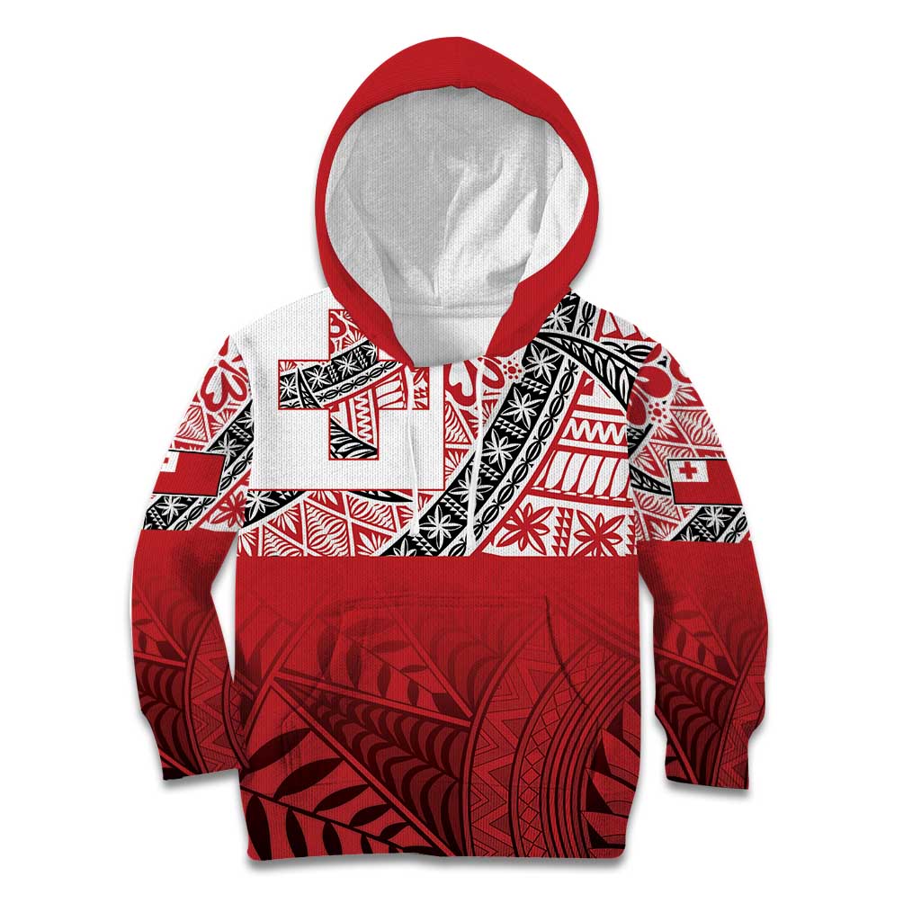 Malo e lelei Tonga Kid Hoodie Ngatu Tokelau Feletoa Fata Traditional Polynesian Pattern LT9 Hoodie Red - Polynesian Pride