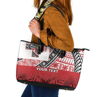 Malo e lelei Tonga Leather Tote Bag Ngatu Tokelau Feletoa Fata Traditional Polynesian Pattern LT9 Red - Polynesian Pride
