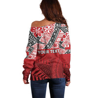 Malo e lelei Tonga Off Shoulder Sweater Ngatu Tokelau Feletoa Fata Traditional Polynesian Pattern LT9 - Polynesian Pride