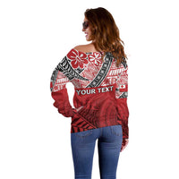 Malo e lelei Tonga Off Shoulder Sweater Ngatu Tokelau Feletoa Fata Traditional Polynesian Pattern LT9 - Polynesian Pride