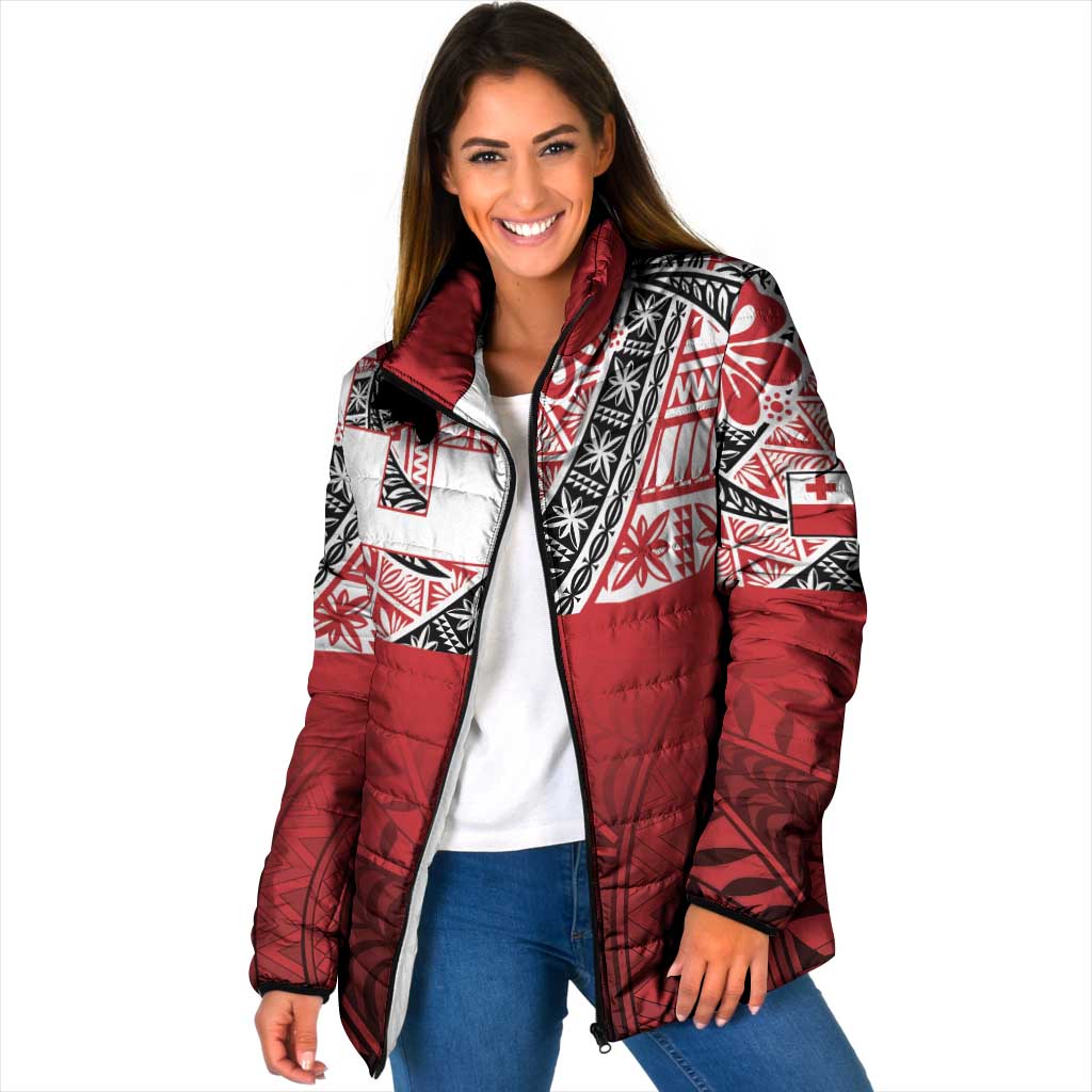 Malo e lelei Tonga Padded Jacket Ngatu Tokelau Feletoa Fata Traditional Polynesian Pattern LT9 Women Red - Polynesian Pride