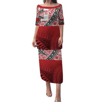 Malo e lelei Tonga Puletasi Ngatu Tokelau Feletoa Fata Traditional Polynesian Pattern LT9 Long Dress Red - Polynesian Pride