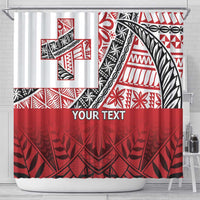 Malo e lelei Tonga Shower Curtain Ngatu Tokelau Feletoa Fata Traditional Polynesian Pattern LT9 - Polynesian Pride