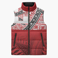 Malo e lelei Tonga Sleeveless Puffer Jacket Ngatu Tokelau Feletoa Fata Traditional Polynesian Pattern LT9 Unisex Red - Polynesian Pride