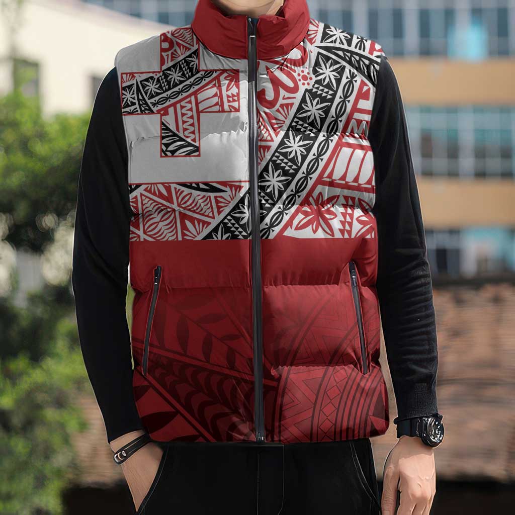 Malo e lelei Tonga Sleeveless Puffer Jacket Ngatu Tokelau Feletoa Fata Traditional Polynesian Pattern LT9 - Polynesian Pride