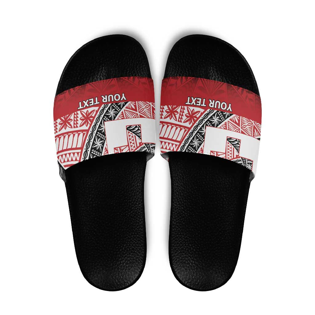 Malo e lelei Tonga Slide Sandals Ngatu Tokelau Feletoa Fata Traditional Polynesian Pattern LT9 Red - Polynesian Pride