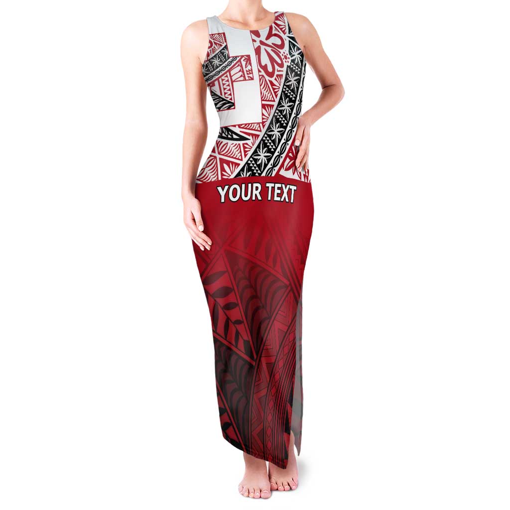 Malo e lelei Tonga Tank Maxi Dress Ngatu Tokelau Feletoa Fata Traditional Polynesian Pattern LT9 Women Red - Polynesian Pride