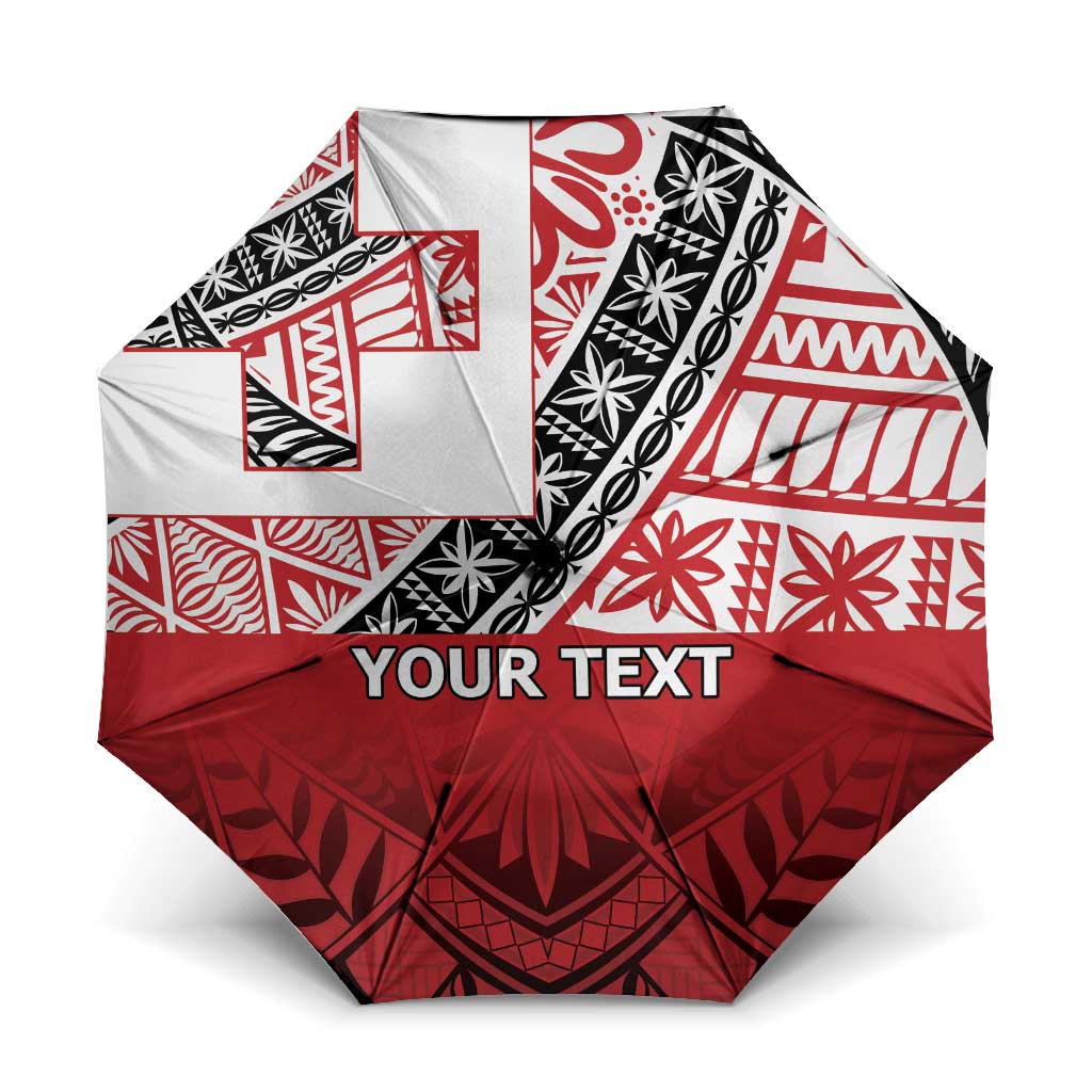 Malo e lelei Tonga Umbrella Ngatu Tokelau Feletoa Fata Traditional Polynesian Pattern LT9 One Size Folded 11.42 inch Opened Diameter 37.4 inch Red - Polynesian Pride