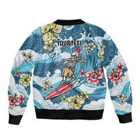 Hawaii Santa Skeleton Surfing Personalized Bomber Jacket Mele Kalikimaka i Iulai! LT9 - Polynesian Pride