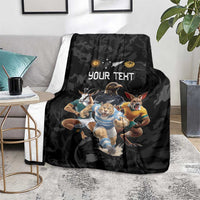 Custom Rugby Southern Hemisphere Blanket Argentina AUNZ South Africa Mascot Black LT9 - Polynesian Pride