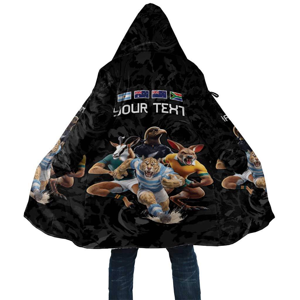 Custom Rugby Southern Hemisphere Cloak Argentina AUNZ South Africa Mascot Black LT9 Unisex Black - Polynesian Pride