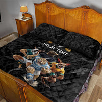 Custom Rugby Southern Hemisphere Quilt Bed Set Argentina AUNZ South Africa Mascot Black LT9 - Polynesian Pride