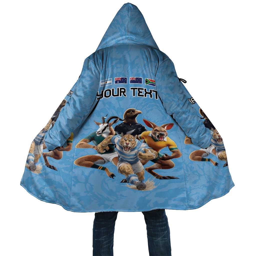 Custom Rugby Southern Hemisphere Cloak Argentina AUNZ South Africa Mascot Blue LT9 Unisex Blue - Polynesian Pride
