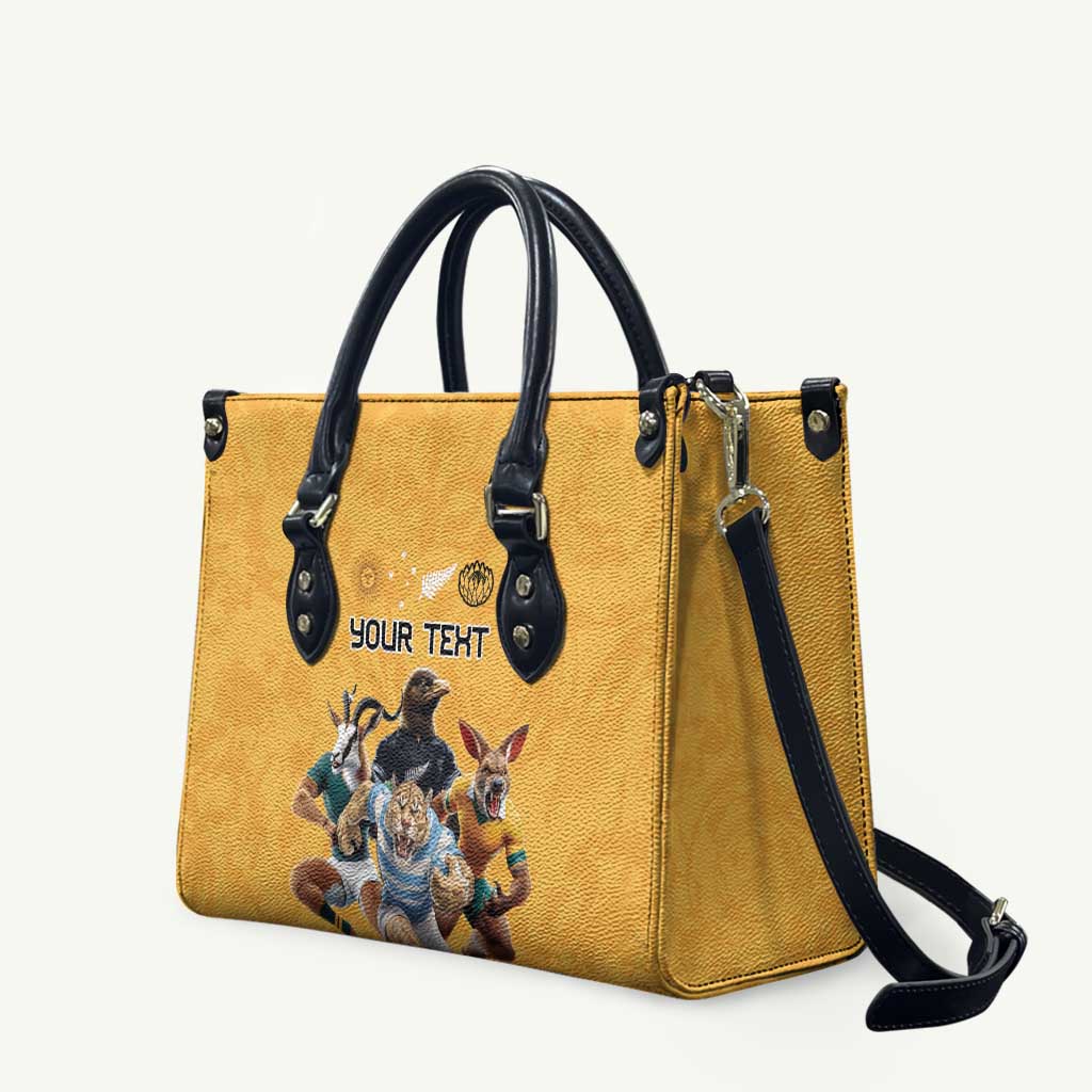 Custom Rugby Southern Hemisphere Leather Bag Argentina AUNZ South Africa Mascot Gold LT9 Gold - Polynesian Pride
