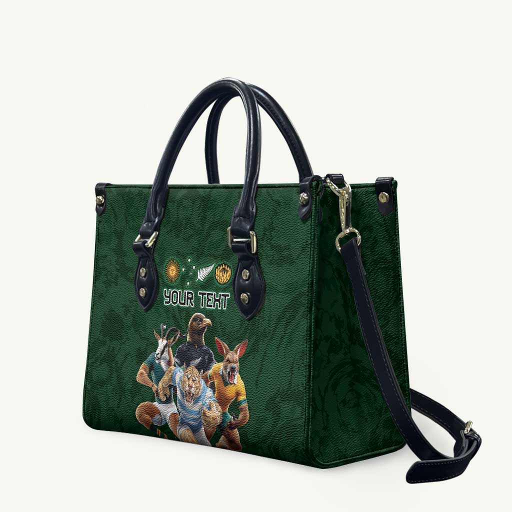 Custom Rugby Southern Hemisphere Leather Bag Argentina AUNZ South Africa Mascot Green LT9 Green - Polynesian Pride