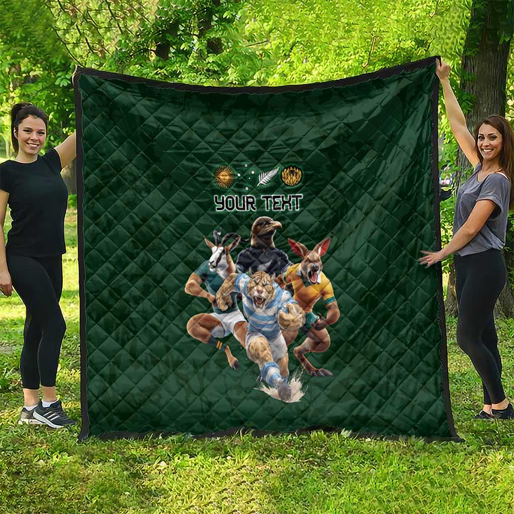 Custom Rugby Southern Hemisphere Quilt Argentina AUNZ South Africa Mascot Green LT9 - Polynesian Pride