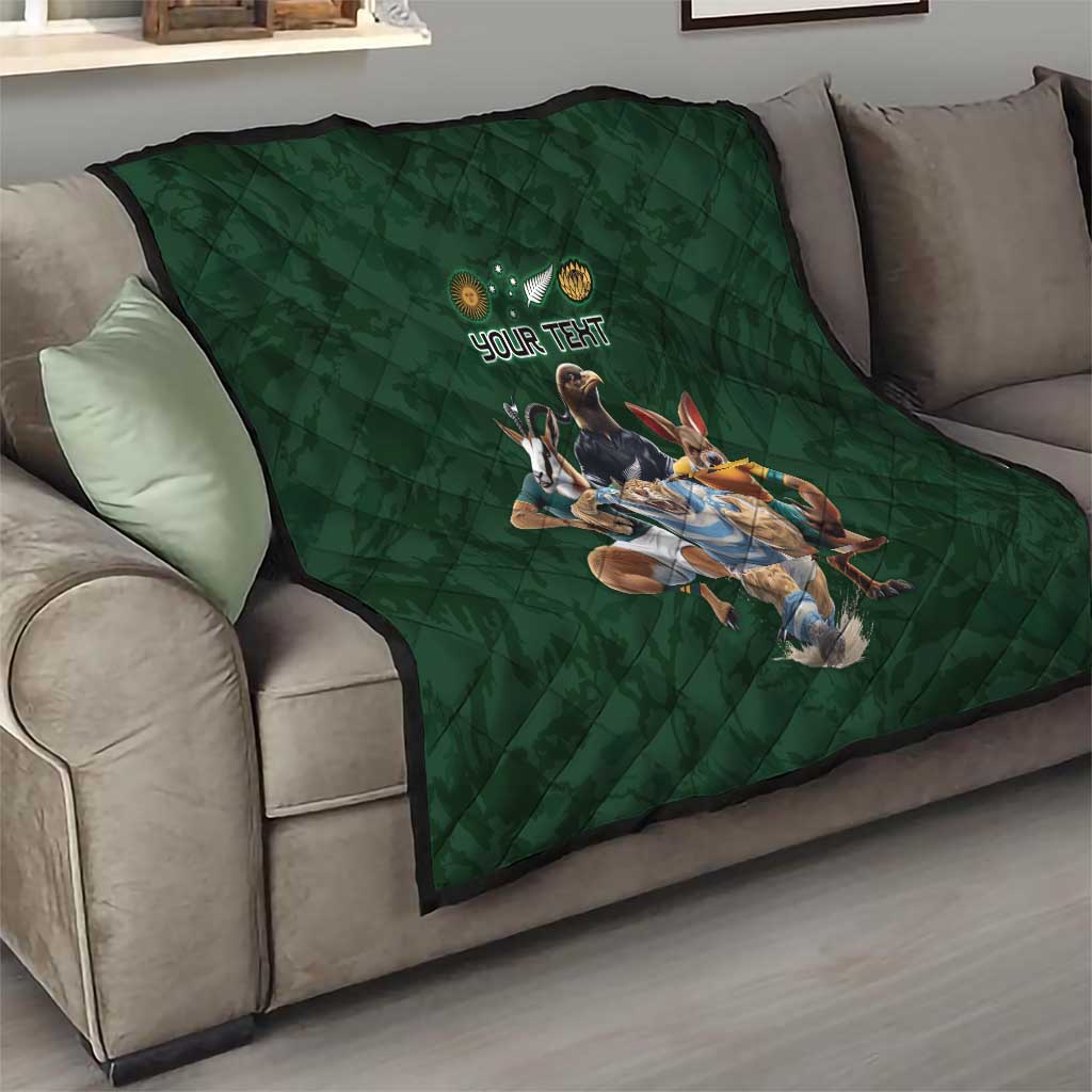 Custom Rugby Southern Hemisphere Quilt Argentina AUNZ South Africa Mascot Green LT9 - Polynesian Pride