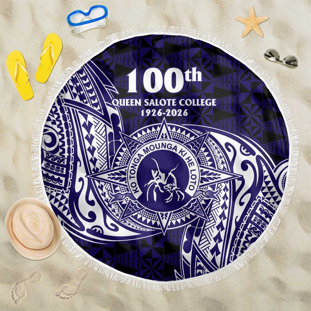 Tonga Queen Salote College 100th Years Beach Blanket Est 1926 Tongan Ngatu Tapa LT9 One Size 150cm Blue - Polynesian Pride