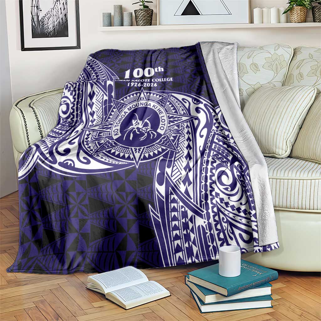 Tonga Queen Salote College 100th Years Blanket Est 1926 Tongan Ngatu Tapa LT9 Blue - Polynesian Pride