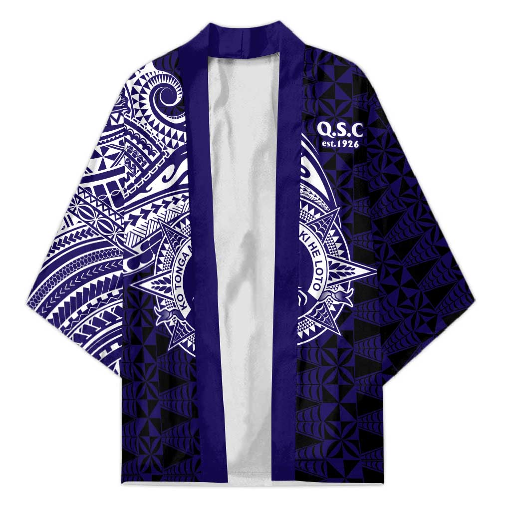 Tonga Queen Salote College 100th Years Kimono Est 1926 Tongan Ngatu Tapa LT9 Unisex Blue - Polynesian Pride