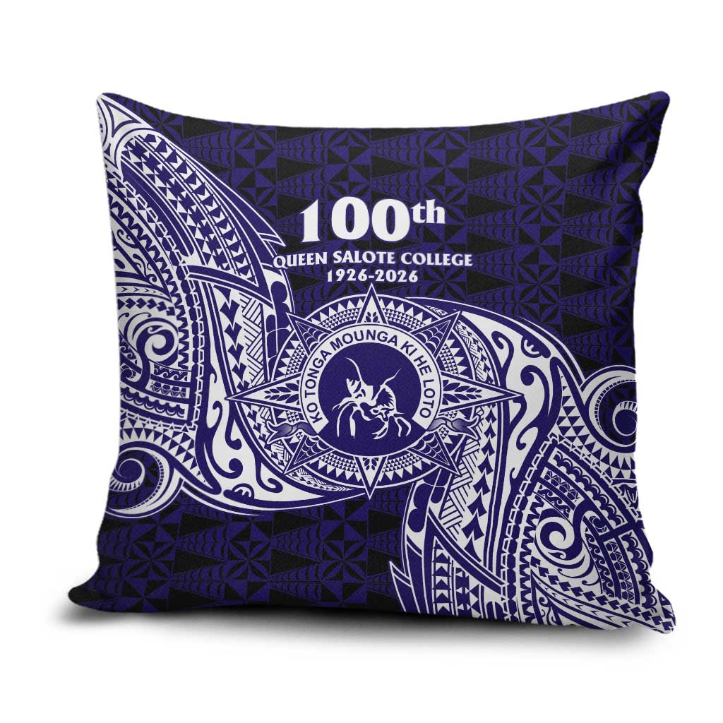 Tonga Queen Salote College 100th Years Pillow Cover Est 1926 Tongan Ngatu Tapa LT9 Blue - Polynesian Pride