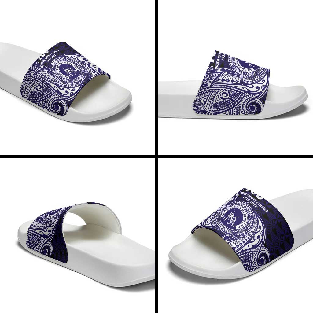 Tonga Queen Salote College 100th Years Slide Sandals Est 1926 Tongan Ngatu Tapa LT9 - Polynesian Pride