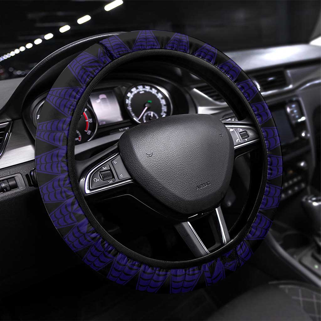 Tonga Queen Salote College 100th Years Steering Wheel Cover Est 1926 Tongan Ngatu Tapa LT9 Universal Fit Blue - Polynesian Pride