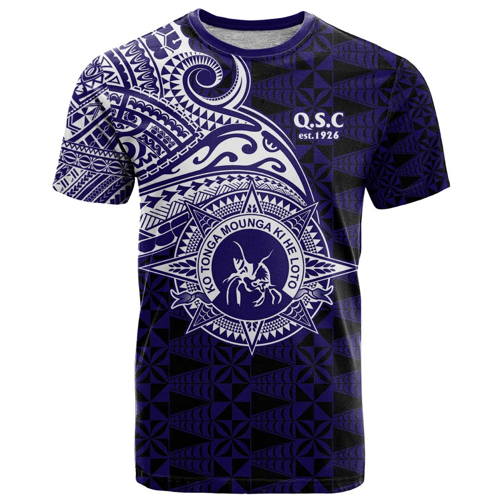 Tonga Queen Salote College 100th Years T Shirt Est 1926 Tongan Ngatu Tapa LT9 Blue - Polynesian Pride