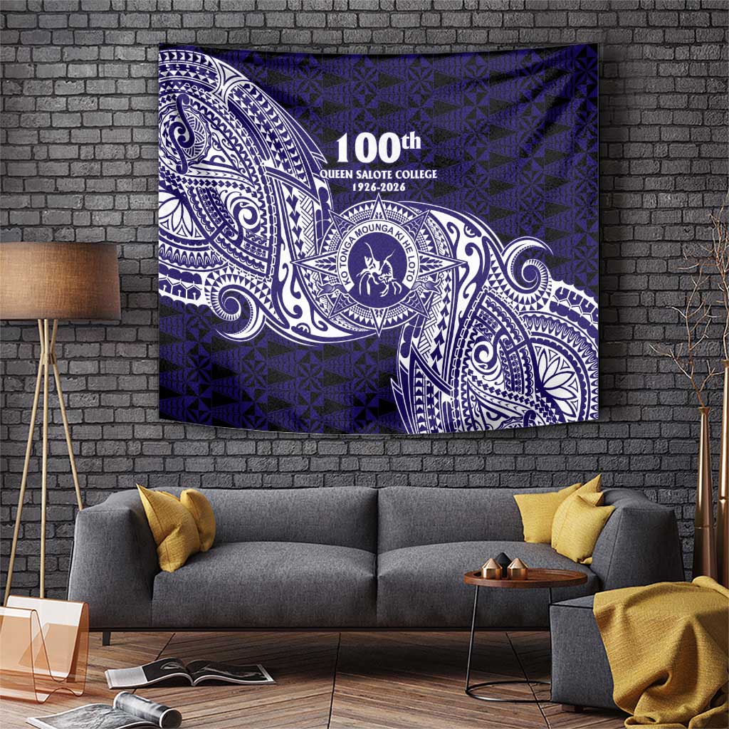 Tonga Queen Salote College 100th Years Tapestry Est 1926 Tongan Ngatu Tapa LT9 Blue - Polynesian Pride