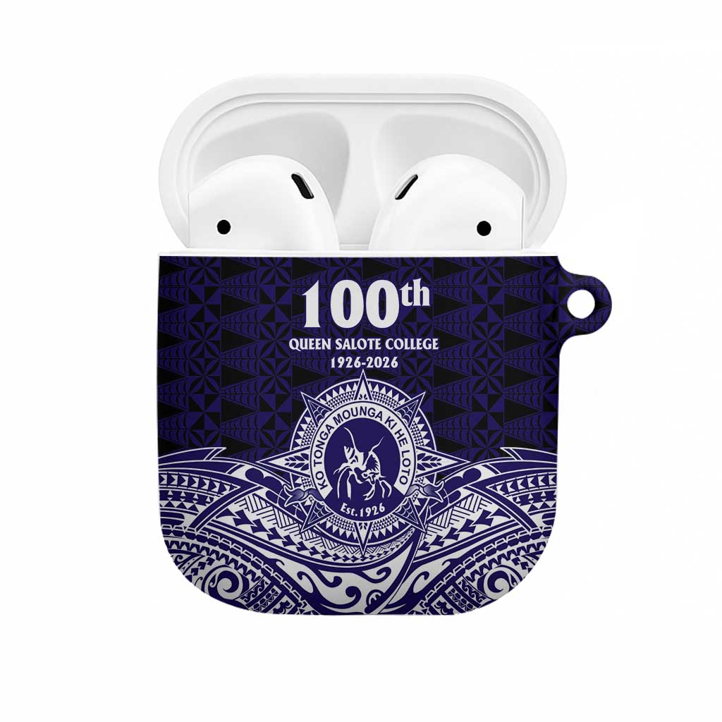 Tonga Queen Salote College 100th Years AirPods Case Blue Tonga Kupesi Uniquely Pacific Art LT9 Blue - Polynesian Pride