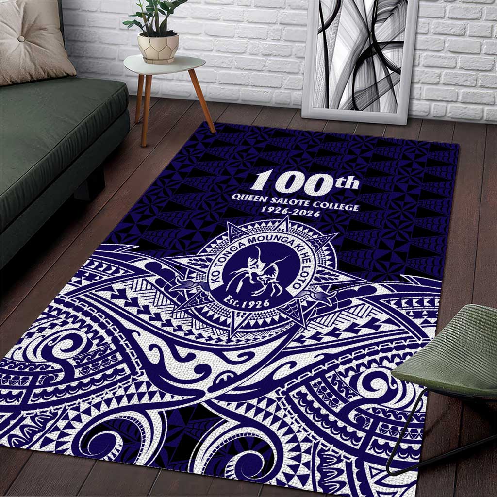 Tonga Queen Salote College 100th Years Area Rug Blue Tonga Kupesi Uniquely Pacific Art LT9 Blue - Polynesian Pride