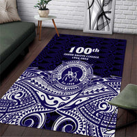 Tonga Queen Salote College 100th Years Area Rug Blue Tonga Kupesi Uniquely Pacific Art LT9 Blue - Polynesian Pride