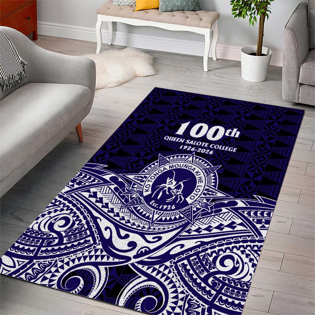 Tonga Queen Salote College 100th Years Area Rug Blue Tonga Kupesi Uniquely Pacific Art LT9 - Polynesian Pride